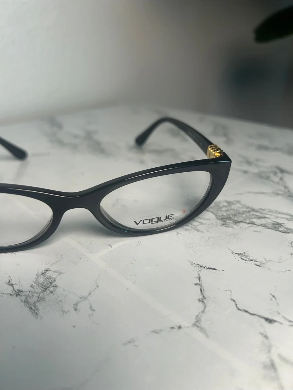 Vogue VO5240-B Black Cat Eye Eyeglasses Gold Detail 51-17-135 NWT